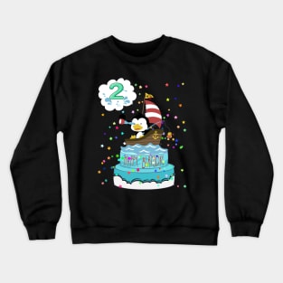 2nd  Birthday Penguin with a boat Crewneck Sweatshirt